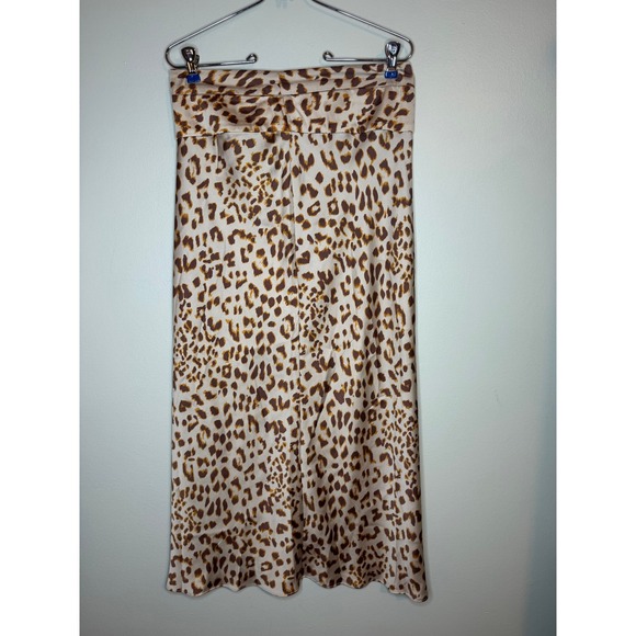 Intimately By Free People Dresses & Skirts - Free People Leopard Print Satin Midi Skirt Tan Brown Animal Print Size 8